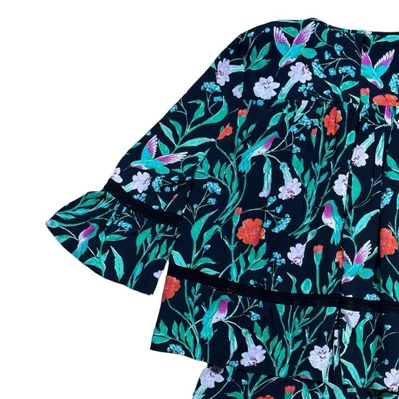 Kate Spade Black Jardin Crepe Quarter Sleeve Floral Romper Womens 00 - Picture 8 of 10